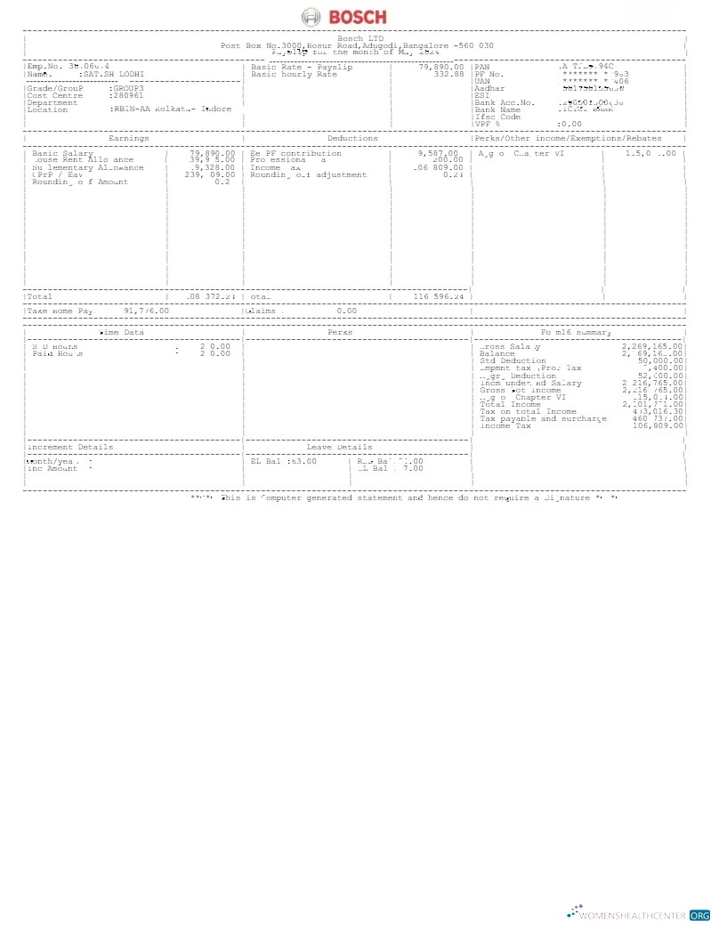 Download Bosch LTD payslip template in Word and PDF formats.pdf, 1 Photoshop template
